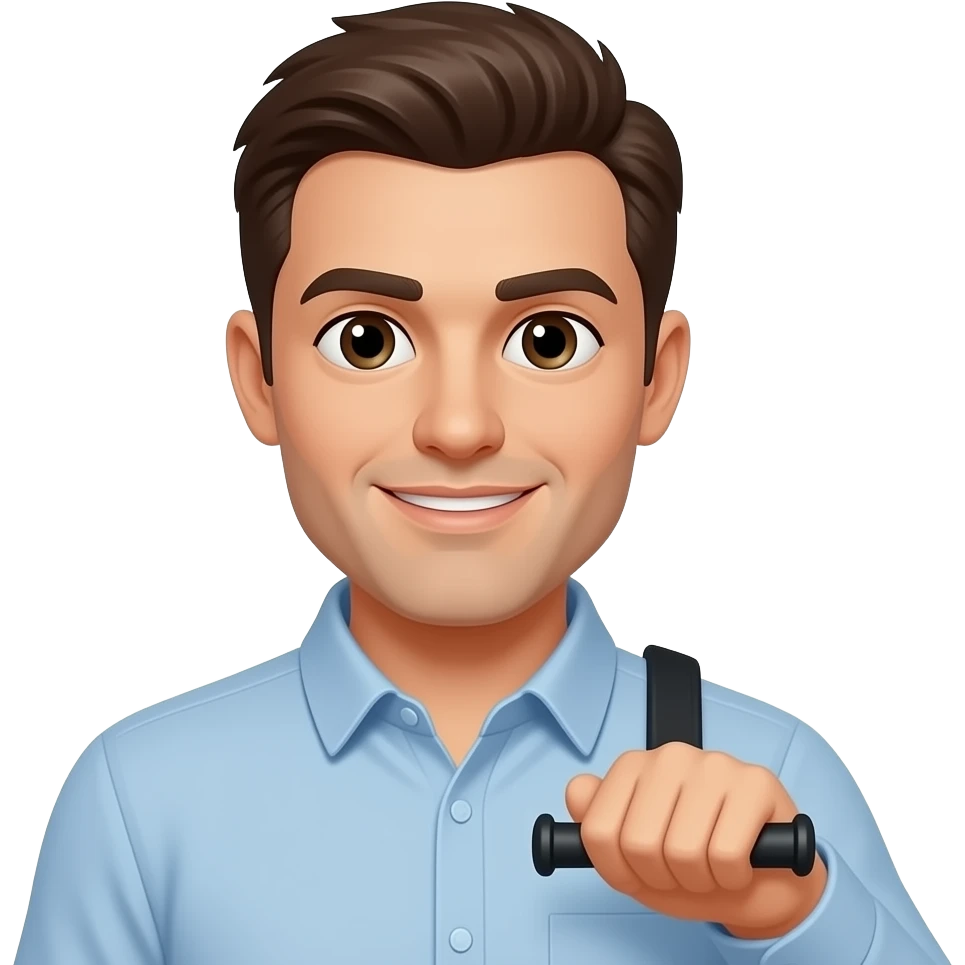 A man with a black handlebar emoji