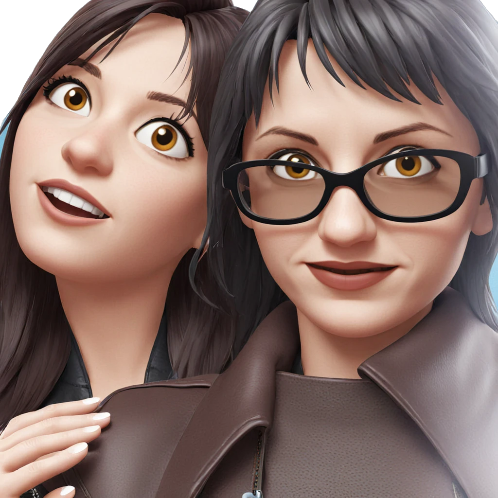 casual girls in leather jackets emoji