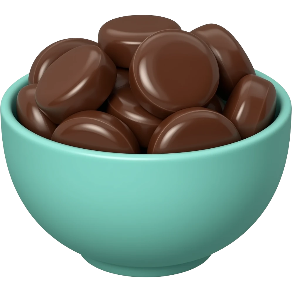 super realistic teal bowl with chocolate circles emoji