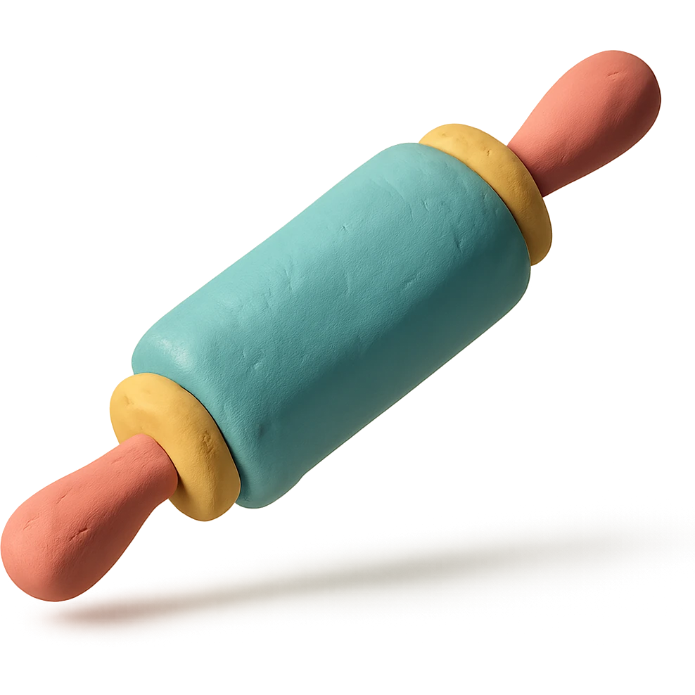 claymation style rolling pin with pastel colors emoji