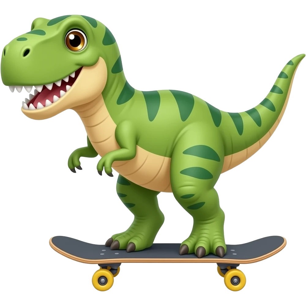 Dinosaur on a skateboard emoji
