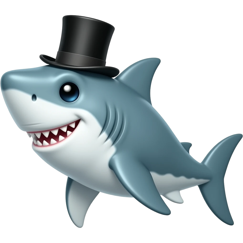 Shark with a top hat emoji