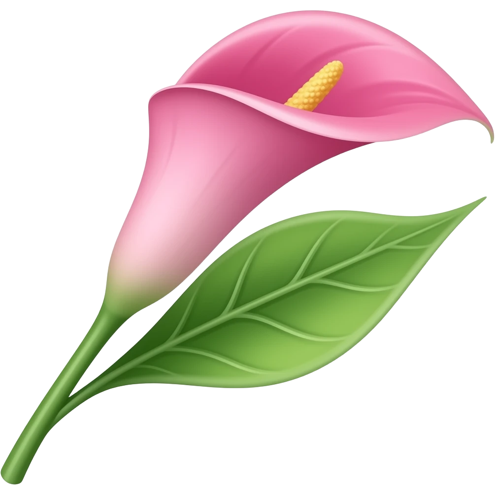 pink calla lily with a stem and a leaf emoji