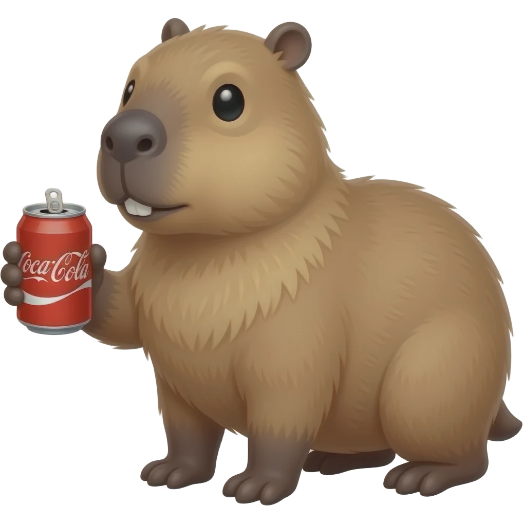 Capybara holding a can of soda emoji