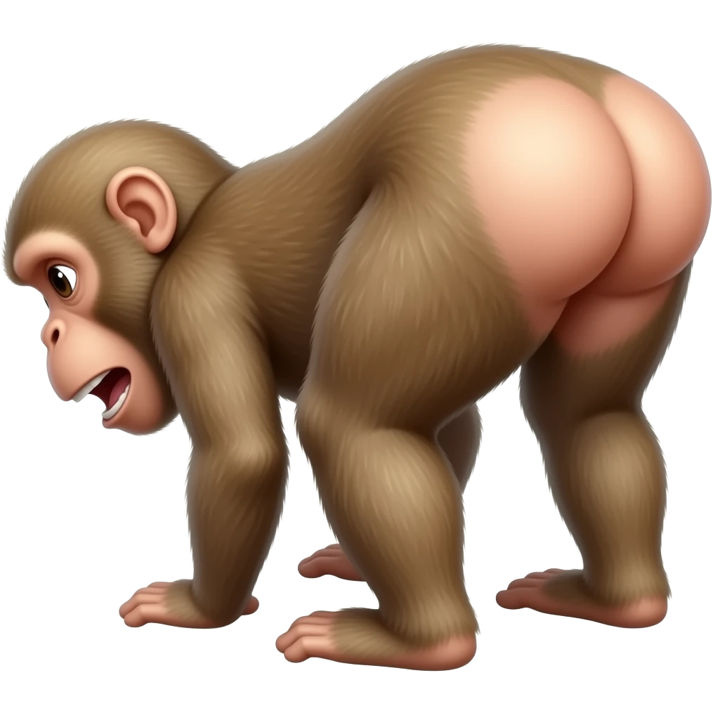 Nude monkey bent over with gaping ass emoji