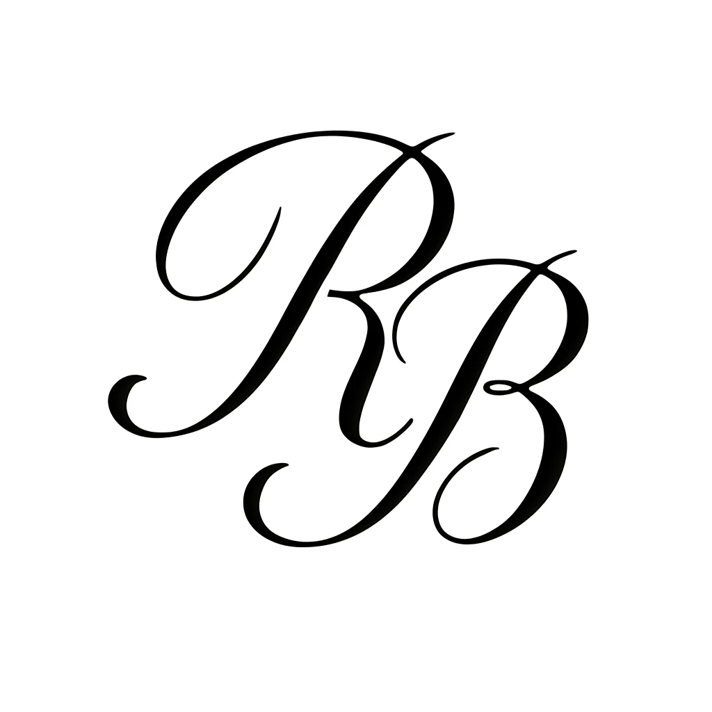 calligraphy initials RB, elegant style, suitable for a profile icon, white background emoji