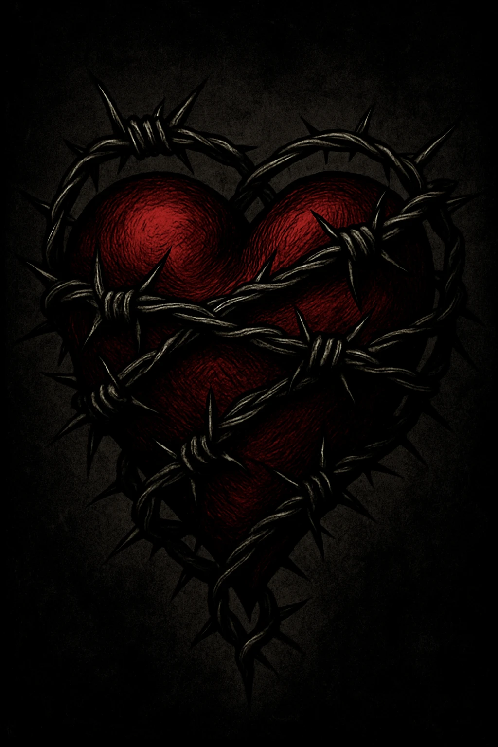 gothic heart with barbed wire emoji
