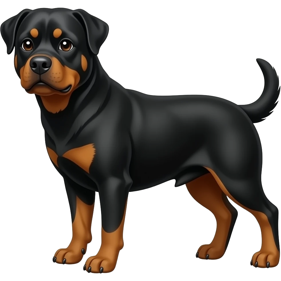 a Rottweiler that is black, mostly black and brown somewhere emoji