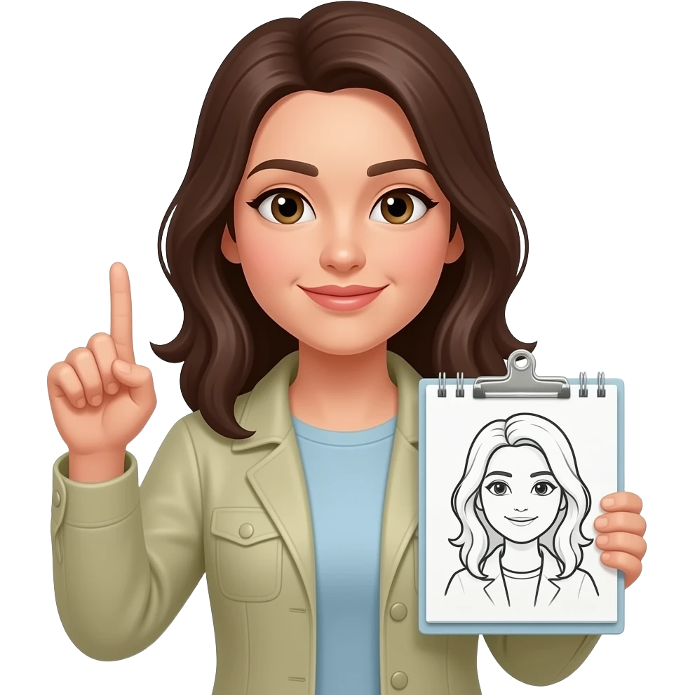 mujer dedo indice silencio y un dibujo de corazon emoji