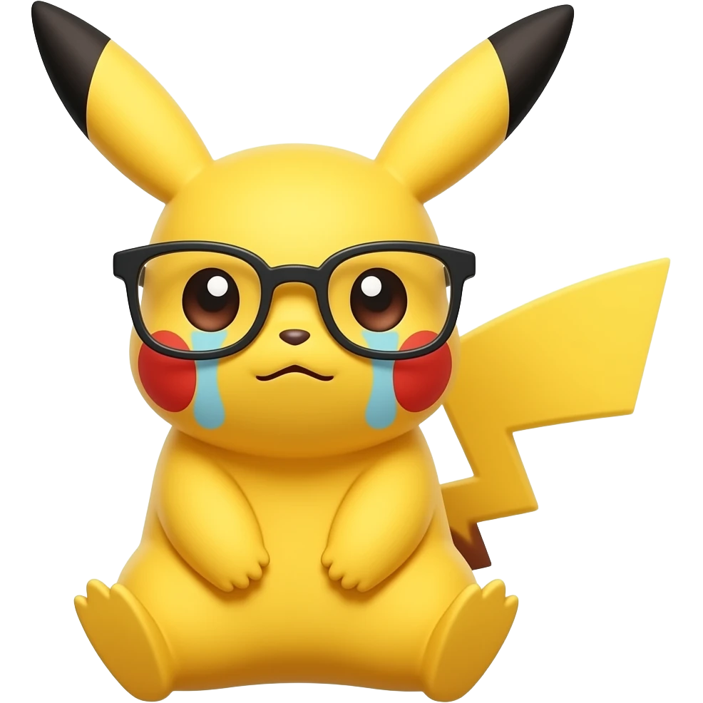 Sad-pikachu with glasses emoji