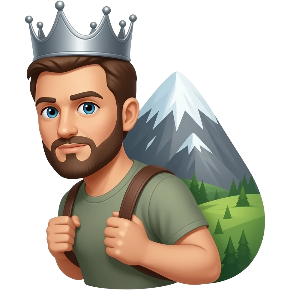 A gray crown Jason Ford with a mountain on his back emoji