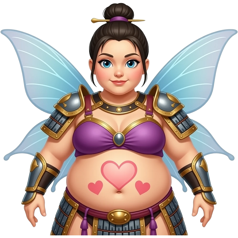 A fairy sumo warrior,with big bloated belly,draws love hearts on her bellybutton. emoji