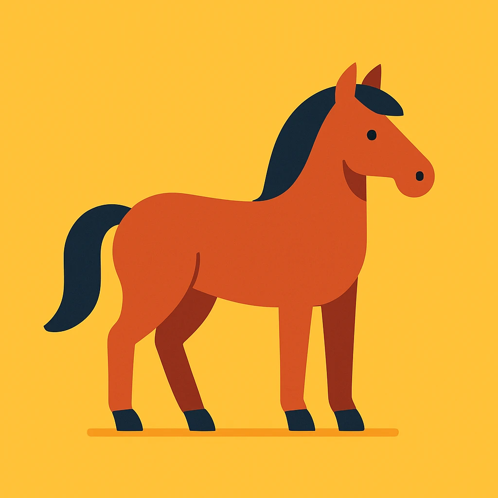 Flat design style horse emoji