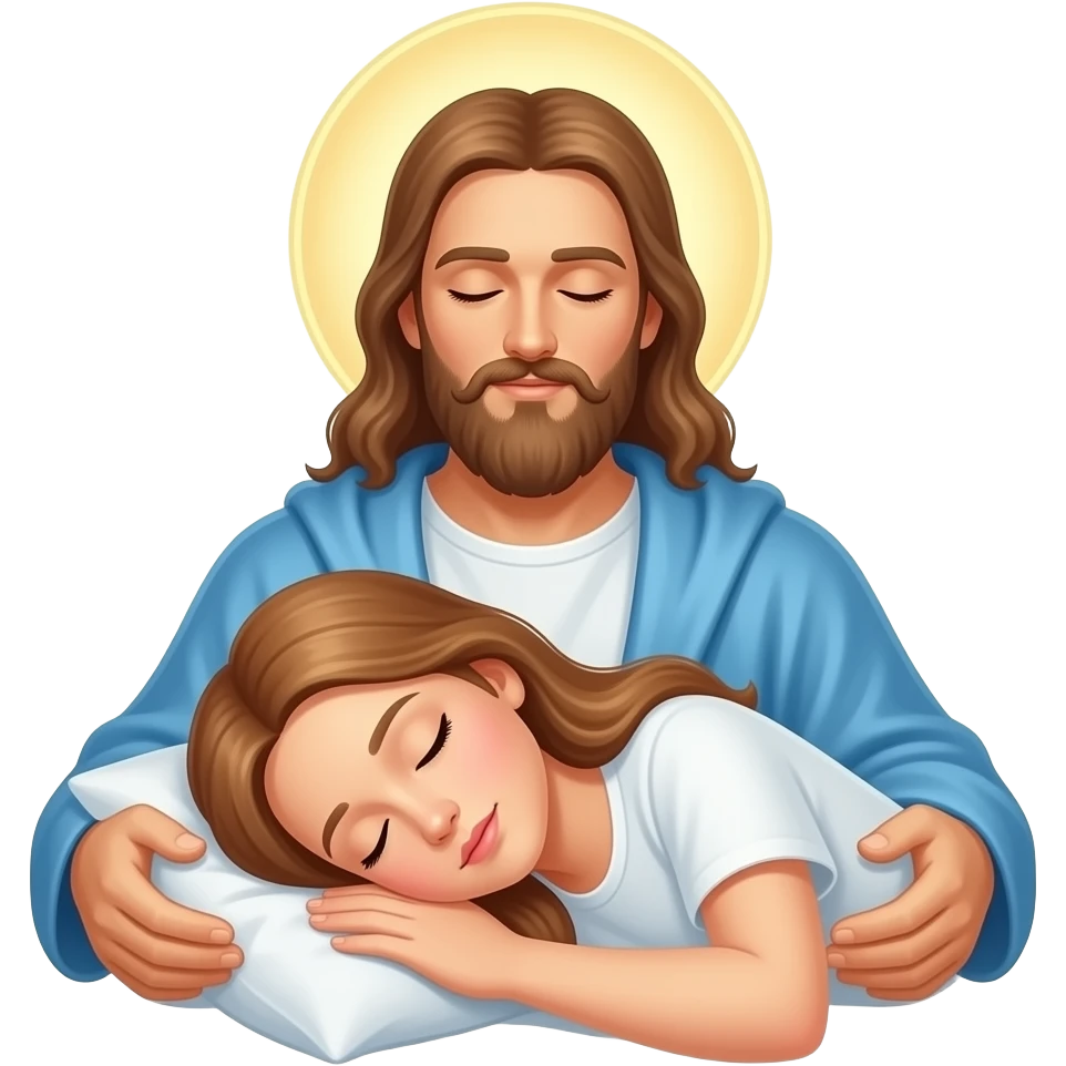Resting as God watches and protects a girl with long light brown hair peacefully  sleep emoji