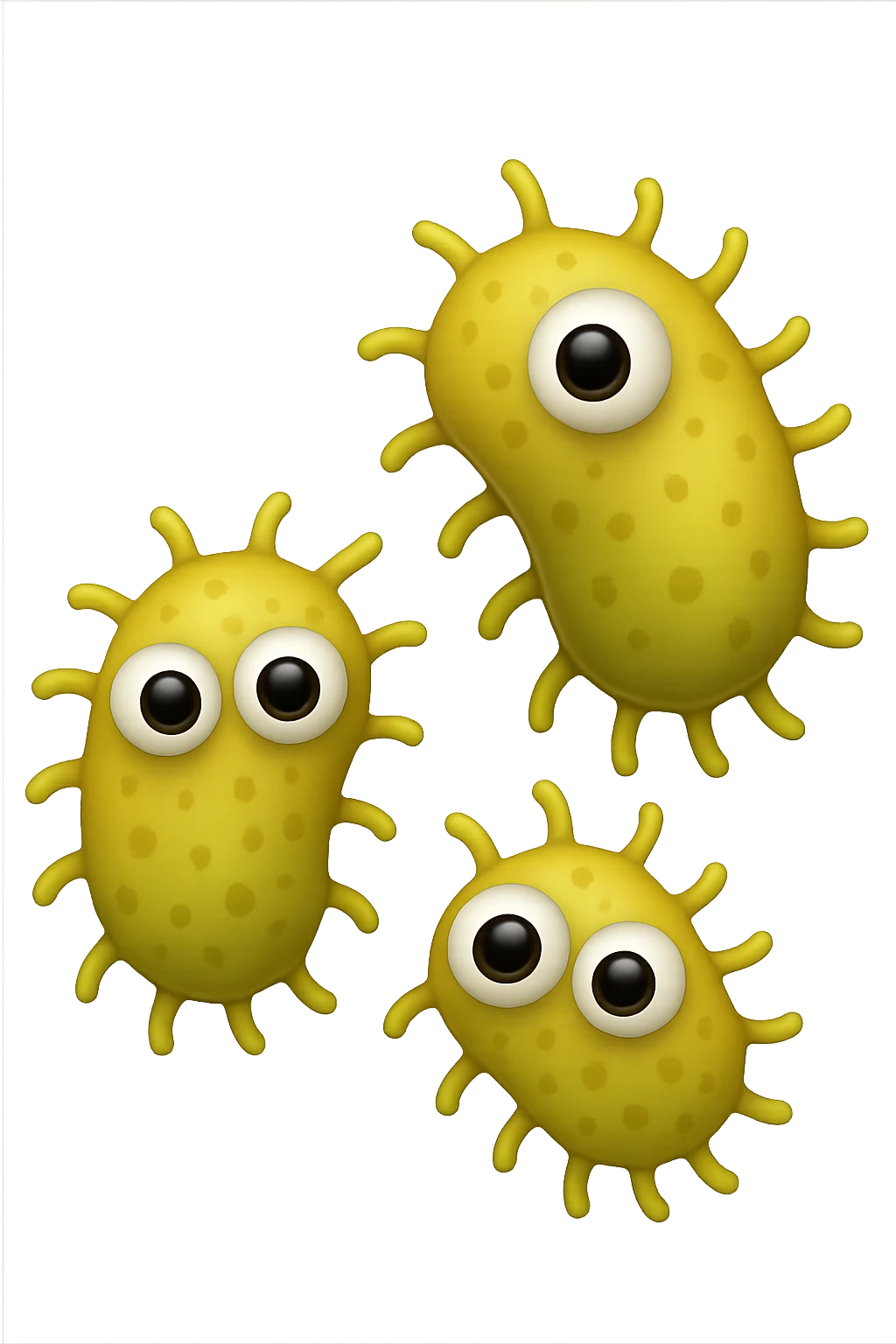 emoji con tre batteri intestinali con occhi 3d emoji