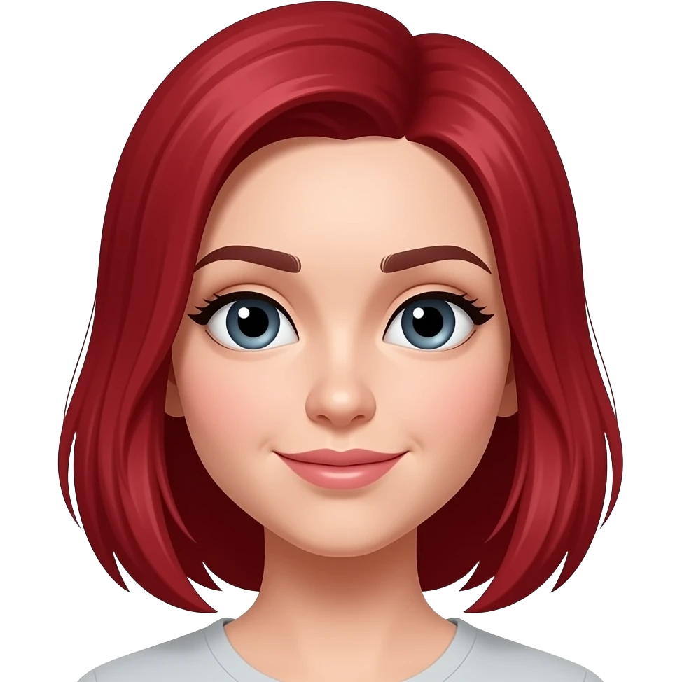 Make me an iphone emoji a girl with cherry ref hair emoji