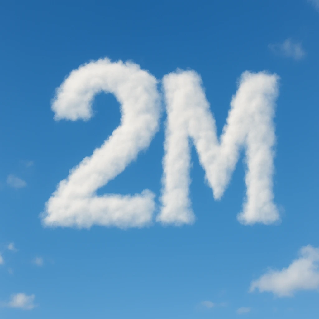 A cloud formation shaped like the number 2 and the letter M together. emoji