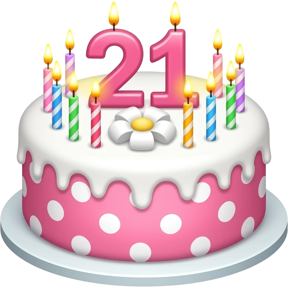 PINK POLKA DOT 21st birthday cake emoji