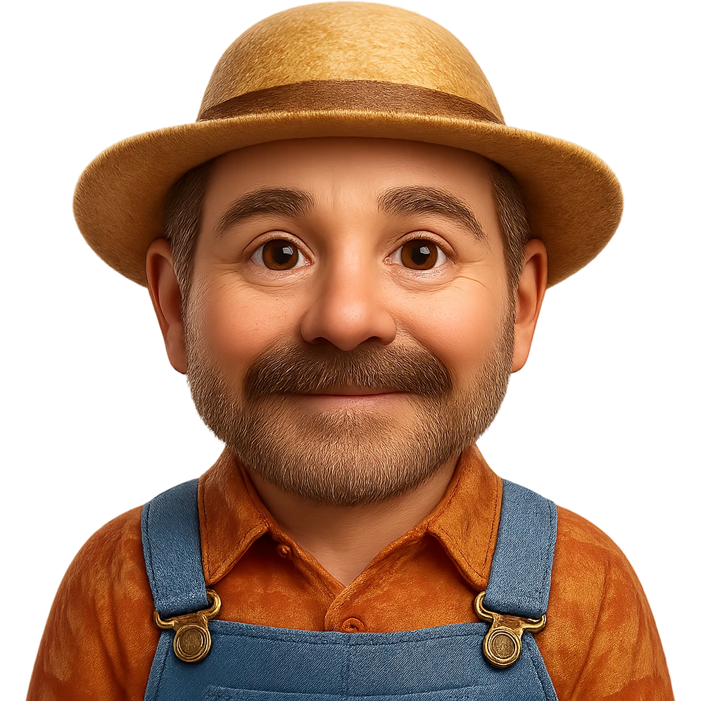 photorealistic farmer, emoji style emoji