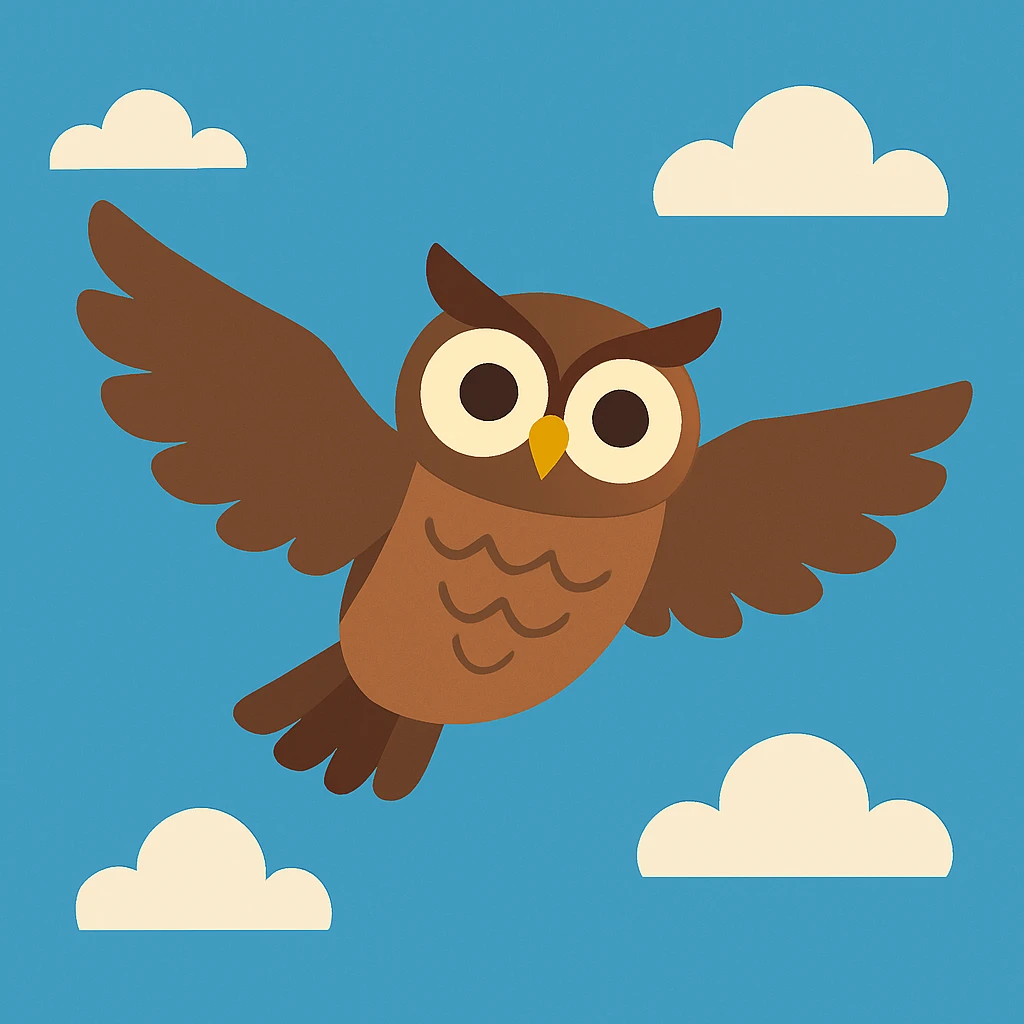 Flat design style owl in the sky emoji