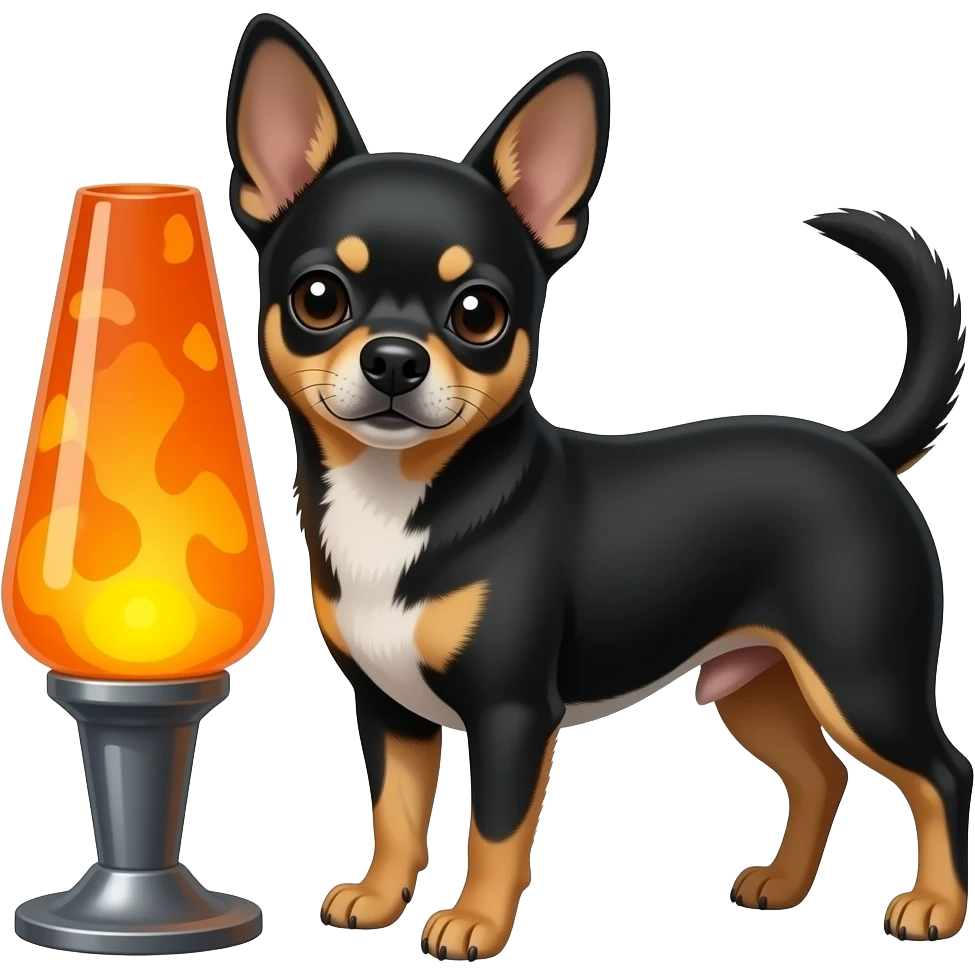 All black chihuahua with orange lavalamp emoji