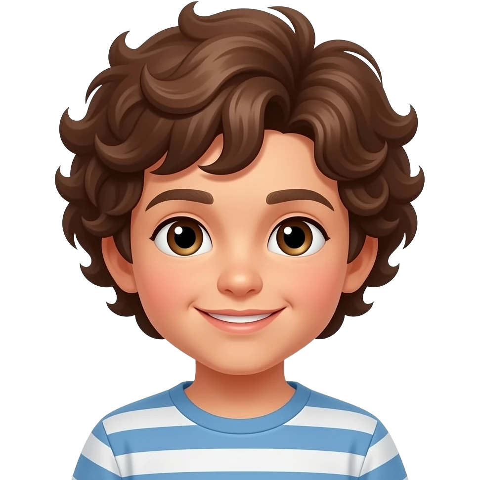 Niño pequeño pelo rizado moreno emoji