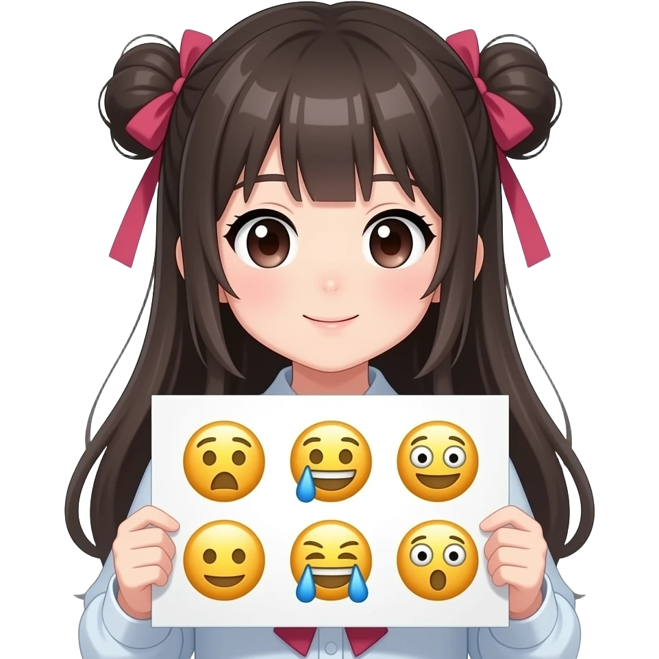 Anime girl holding a sign with numbers emoji emoji