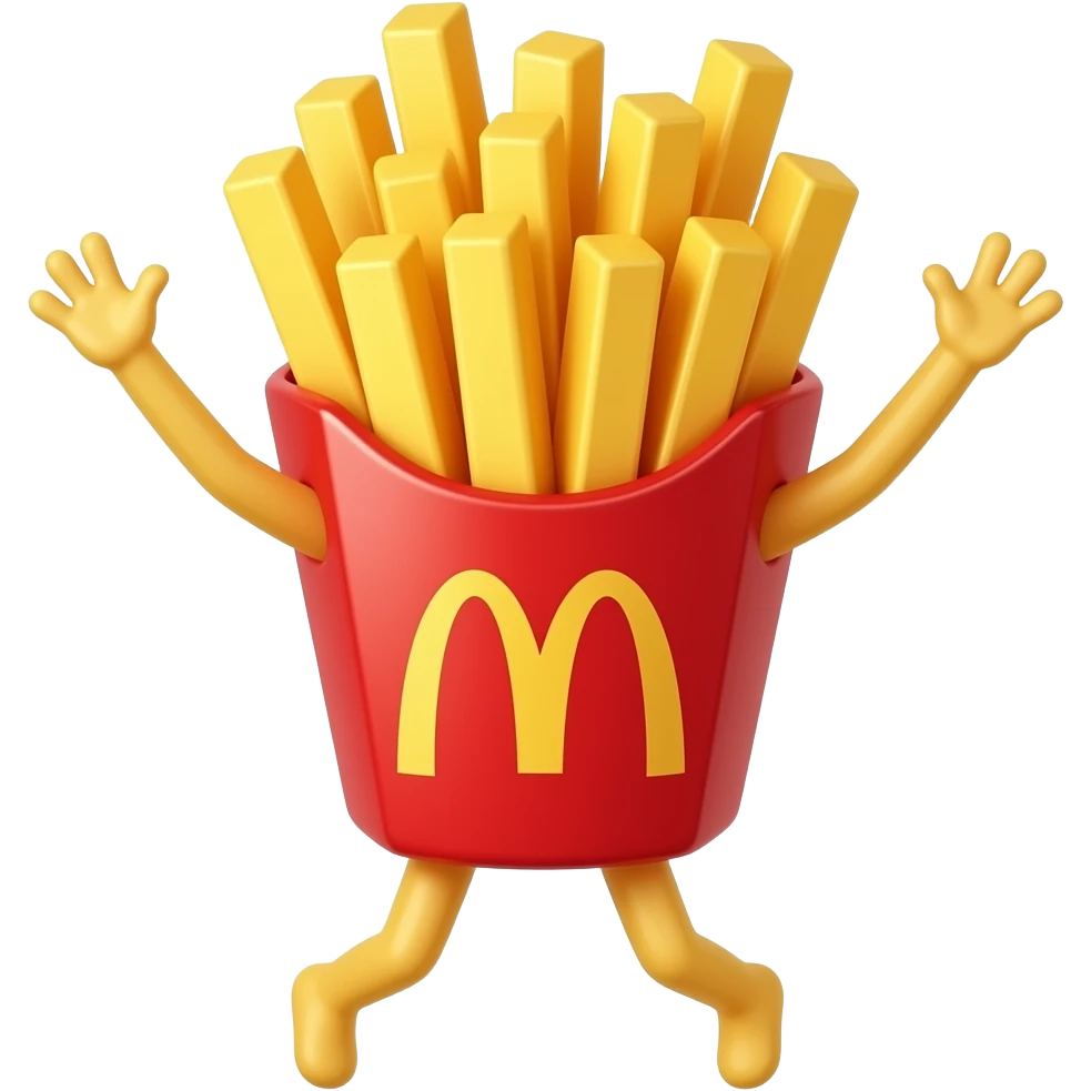 un cornet rouge de frite francaise qui danse les bras en l'air emoji