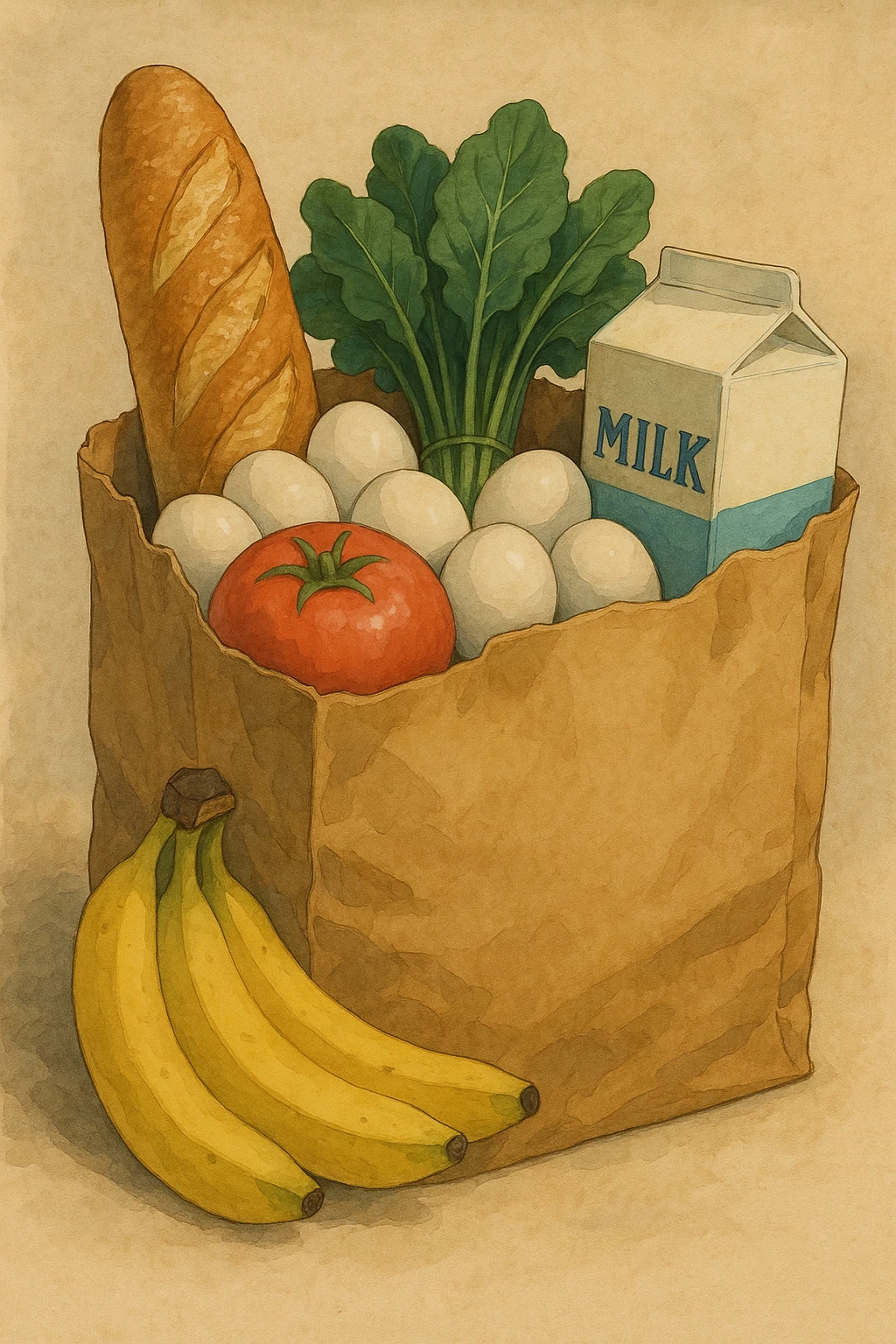 realistic paper bag of classic groceries emoji