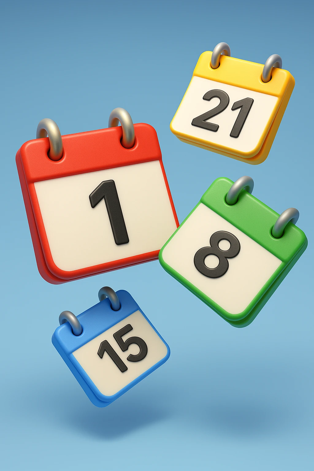 EMOJI STILE IPHONE 3D DI fogli di calendario che fluttuano in aria emoji