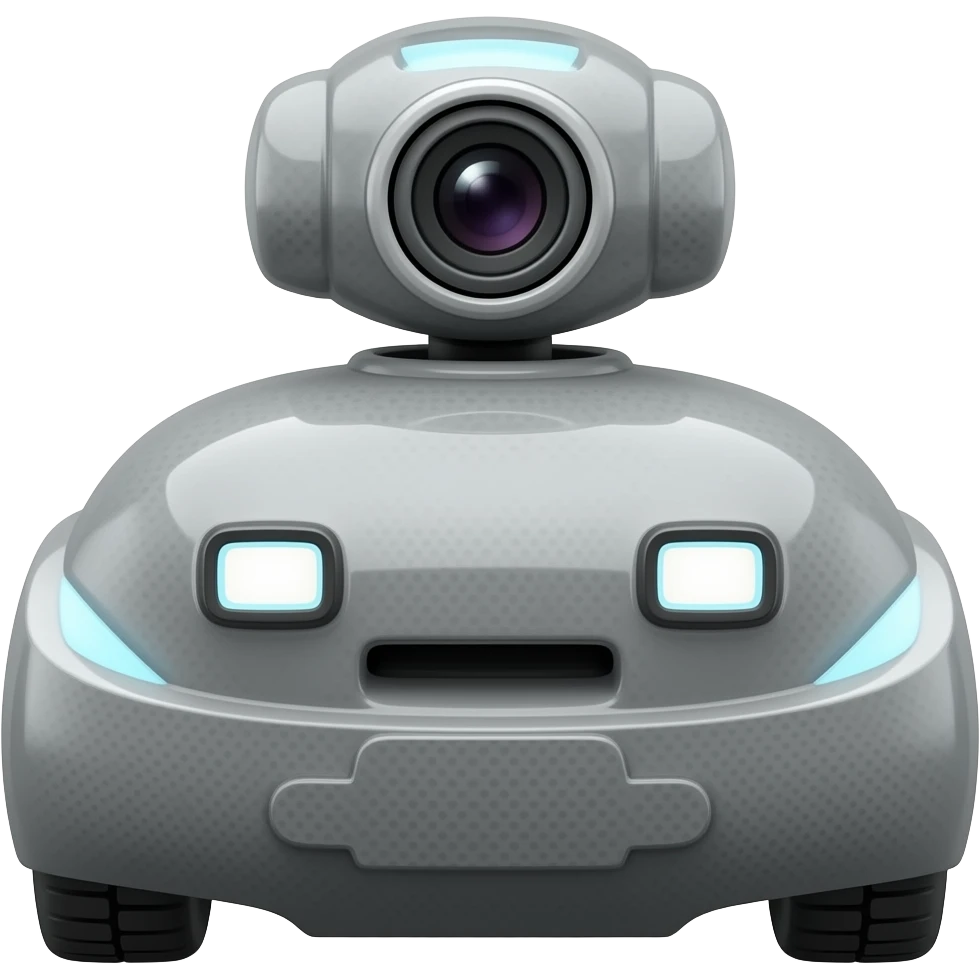 Grey Delivery robot with camera and lights emoji
