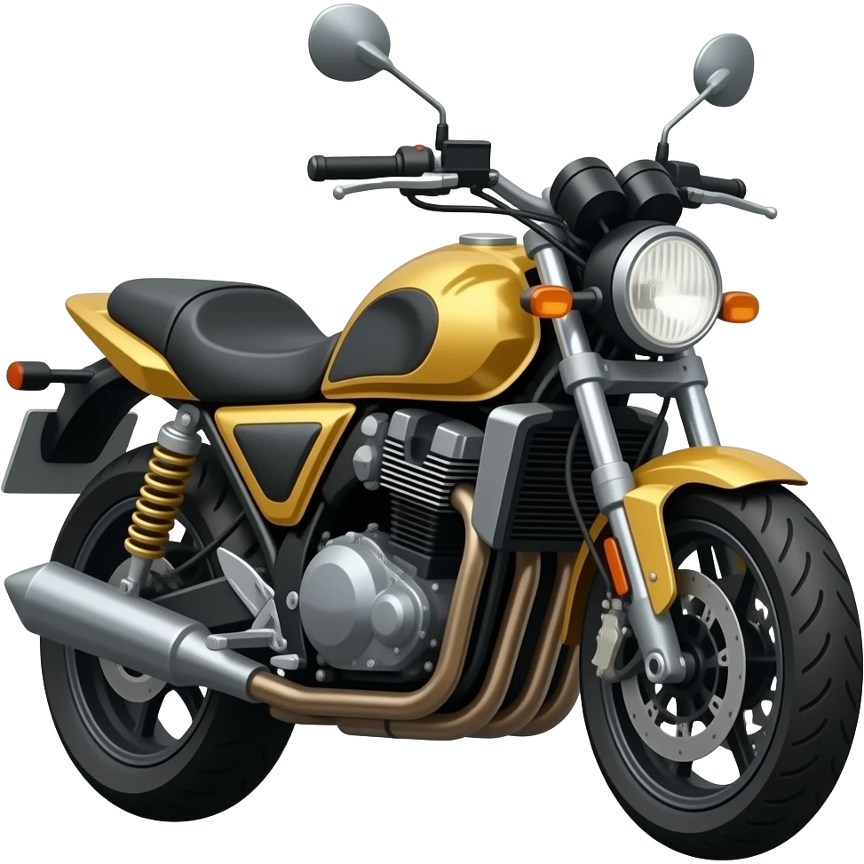 Sidecar SLO: 3D emoji style, glossy surface, soft shadows, white background, centered, no text, sidecar motorcycle, gold and black tones, emoji