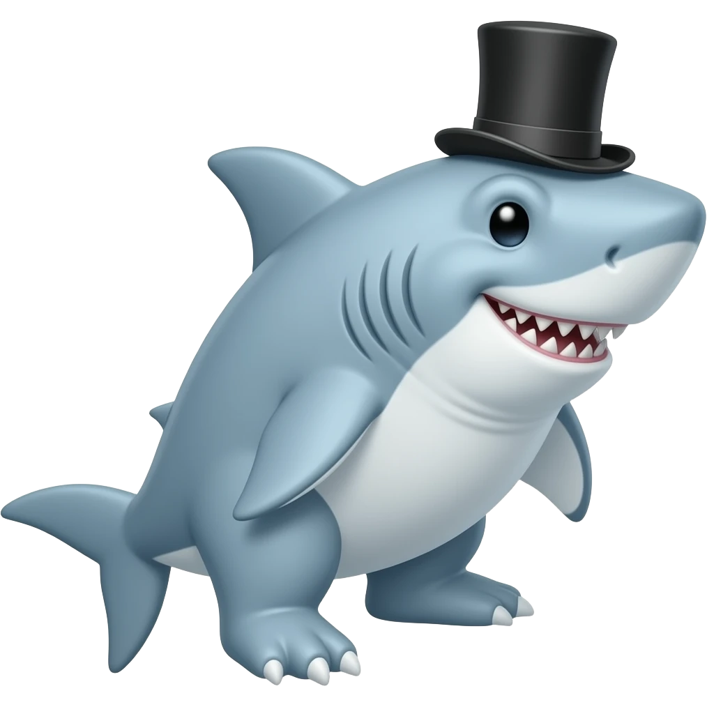 Shark with a top hat emoji