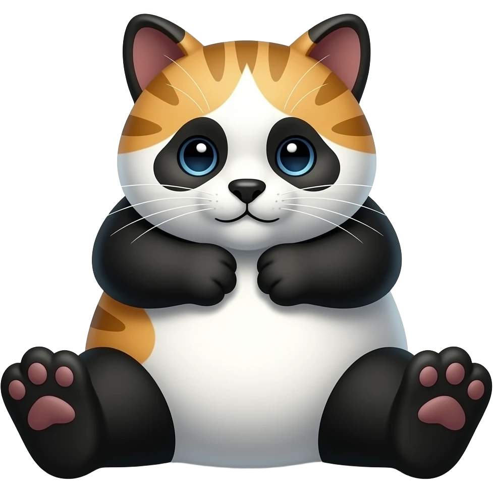 Cat cuddling panda emoji