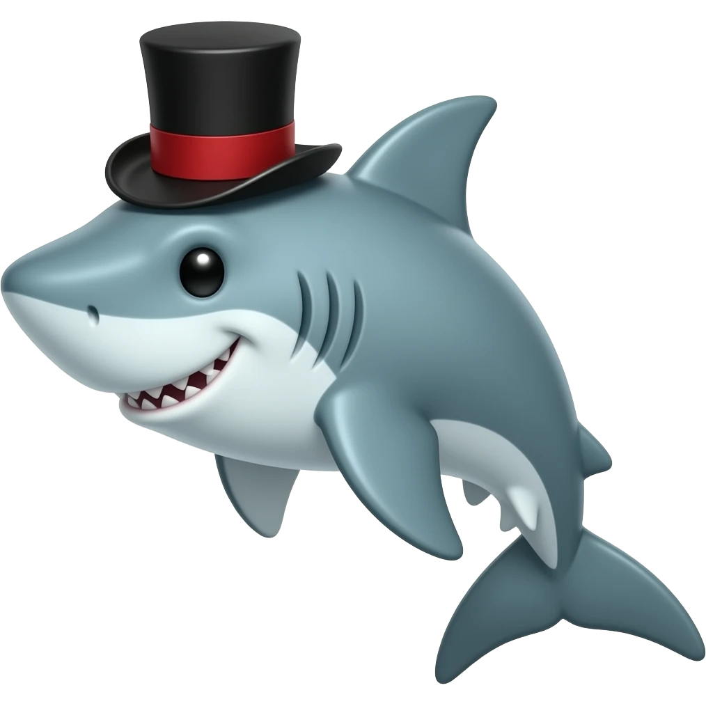 Shark with a top hat emoji