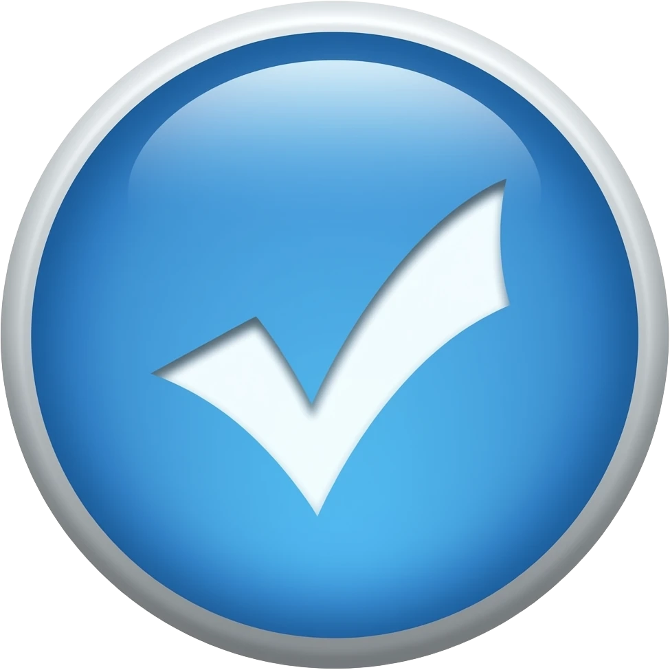 Créer moi un Stickers rond bleu avec un une coche au milieu emoji