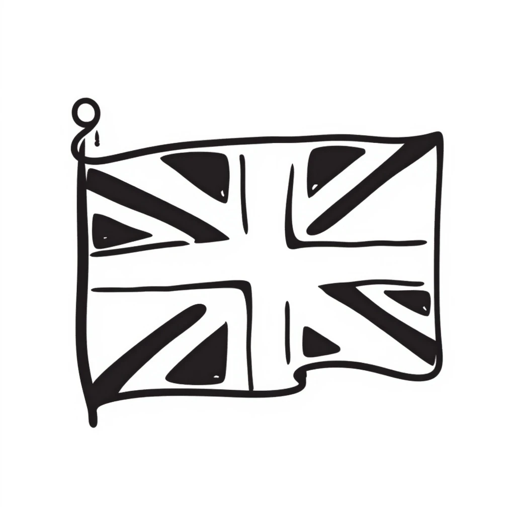 the flag of the United Kingdom, Union Jack, hand-drawn doodle style emoji