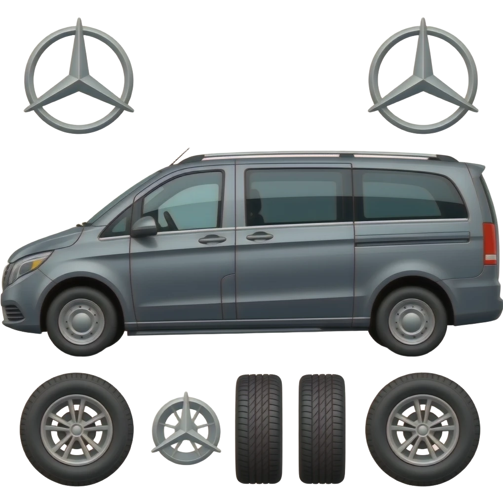 mercedes v klasse von der seite komplettes auto einzelne reifen weg emoji