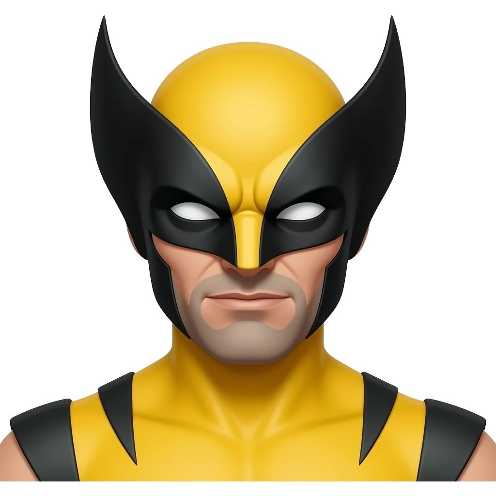 Create an emoji of wolverine up till chest with fully white eyes emoji