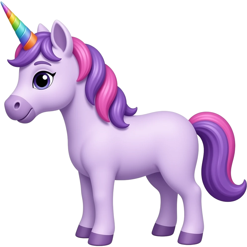 Purple unicorn with purple, pink and yellow mane and a rainbow horn emoji