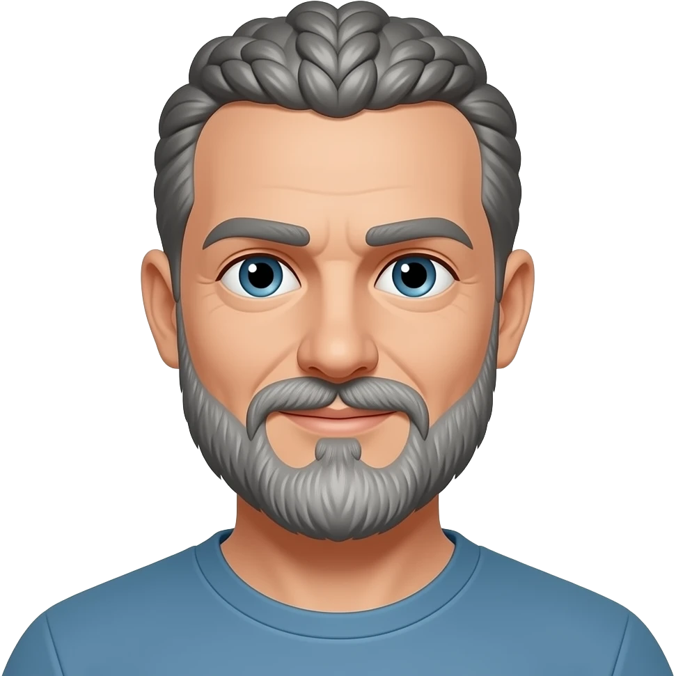 Man with gray braid mustache and goatee emoji