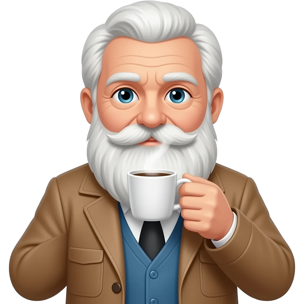 old man drink coffeecup with smoke emoji