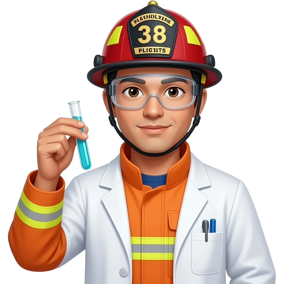 a light color asian guy like a firefighter emoji filipino looking biochemis emoji