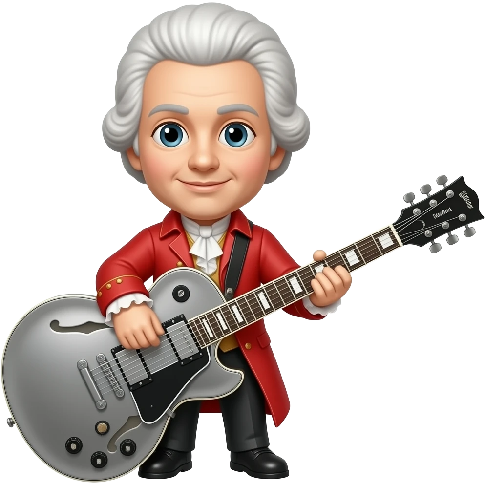 Mozart with metal electric guitar emoji