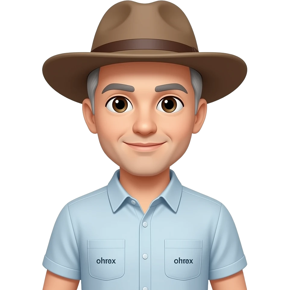 this image is great, just slightly less grey hair and no image on the pocket. please put the previous text into the left and right pockets instead. slightly broader hat emoji