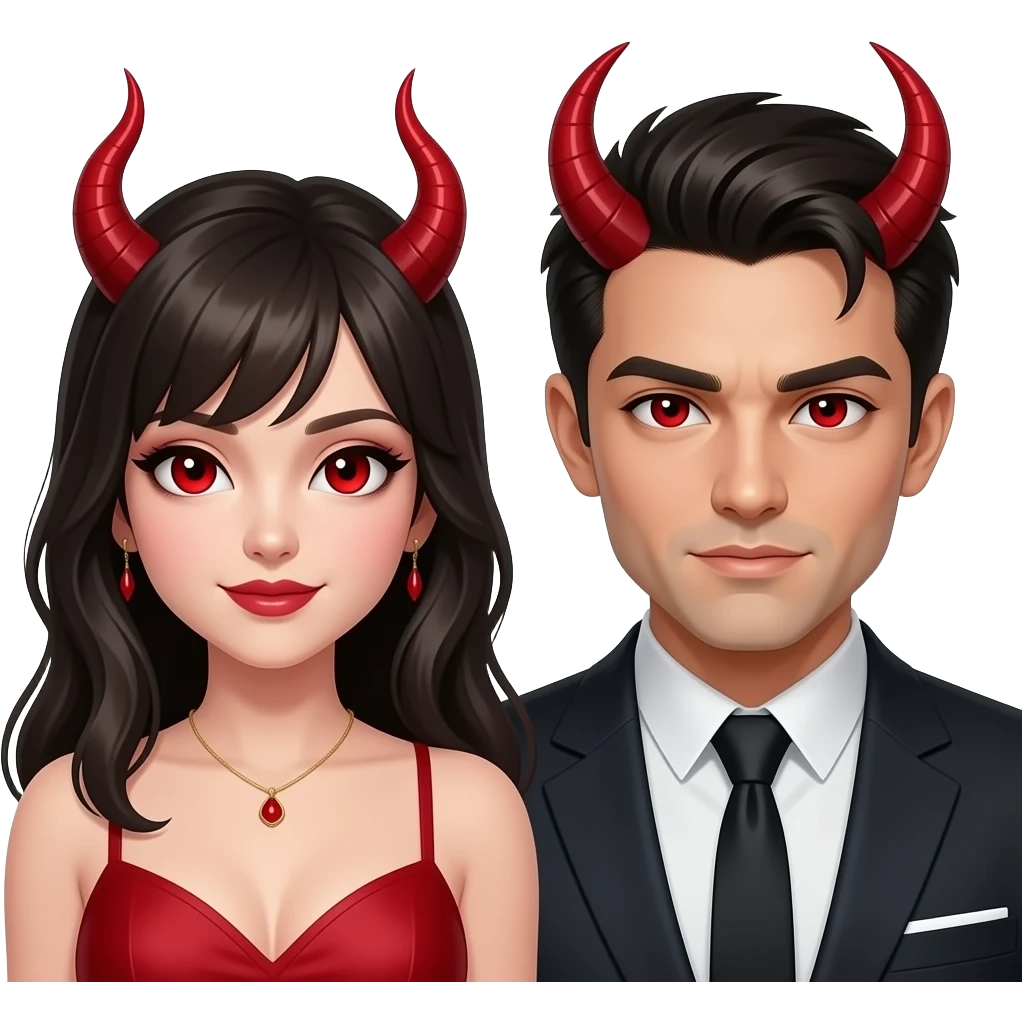 Female and malengothic sexy demons with red eyes. emoji