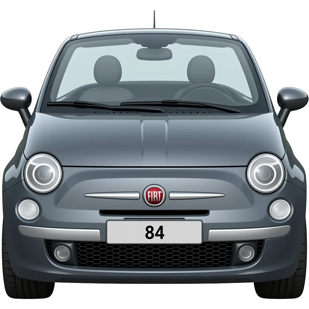 Shiny dark grey convertible fiat 500 emoji