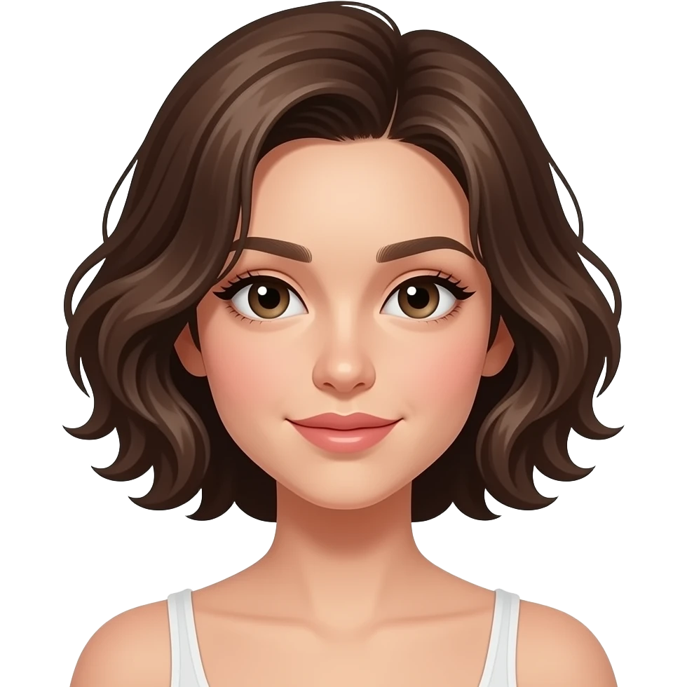 Menina com o cabelo bem ondulado magra cabelo curto emoji