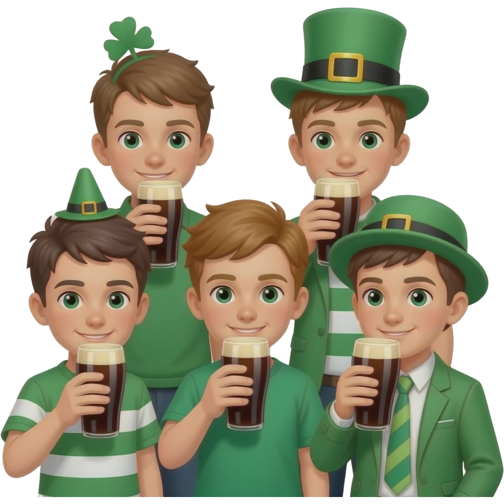 Guinness and 5 irish boys st Patrick's day emoji