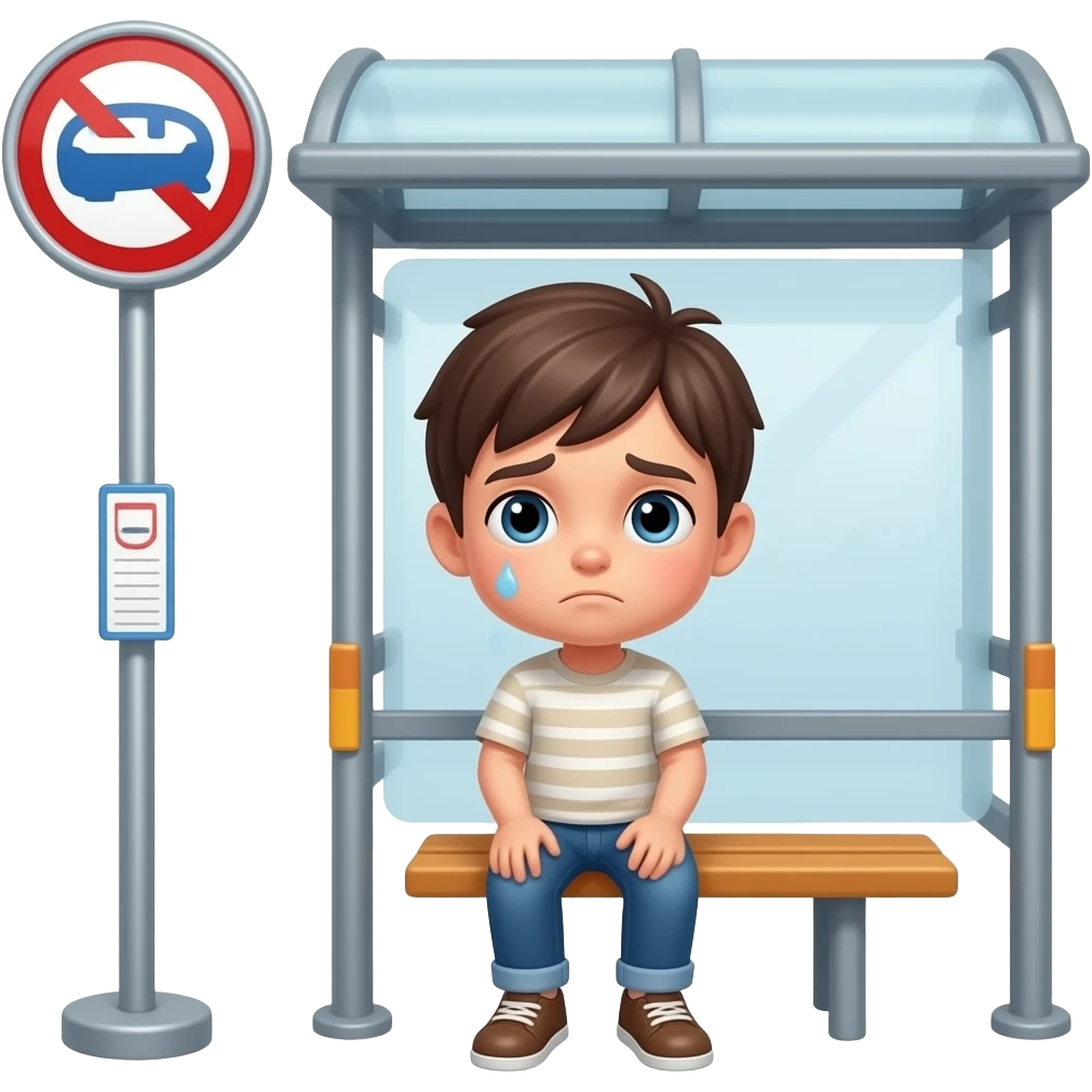 tired kid at the bus stop emoji